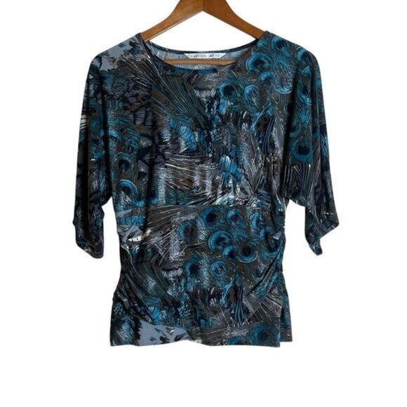 Peter Nygård peacock feather pattern blouse - Picture 1 of 7